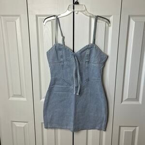 Pretty Little Thing Light Blue Corset Panel Denim Mini Dress NWT Size 6